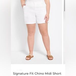 NWT Lane Bryant Signature Fit Chino Midi Short - Ascena White, Size 20
